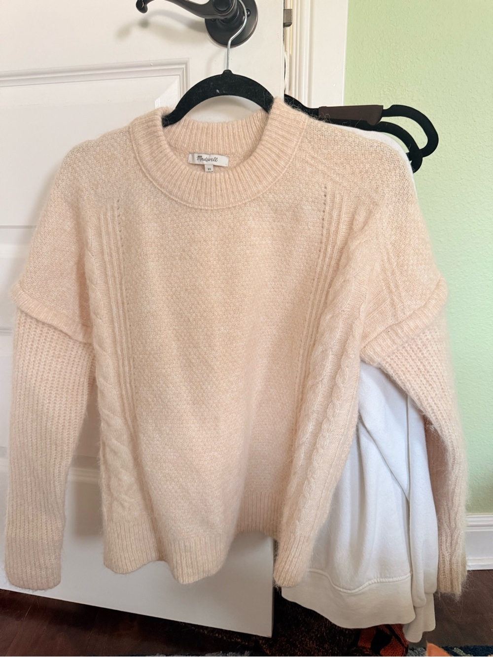 Madewell Soft Cream Cable-Detail Crewneck Sweater